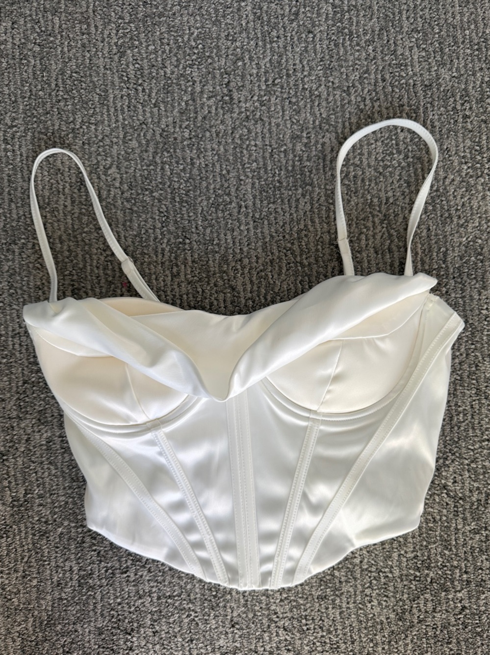 Women’s White Satin Corset Crop Top